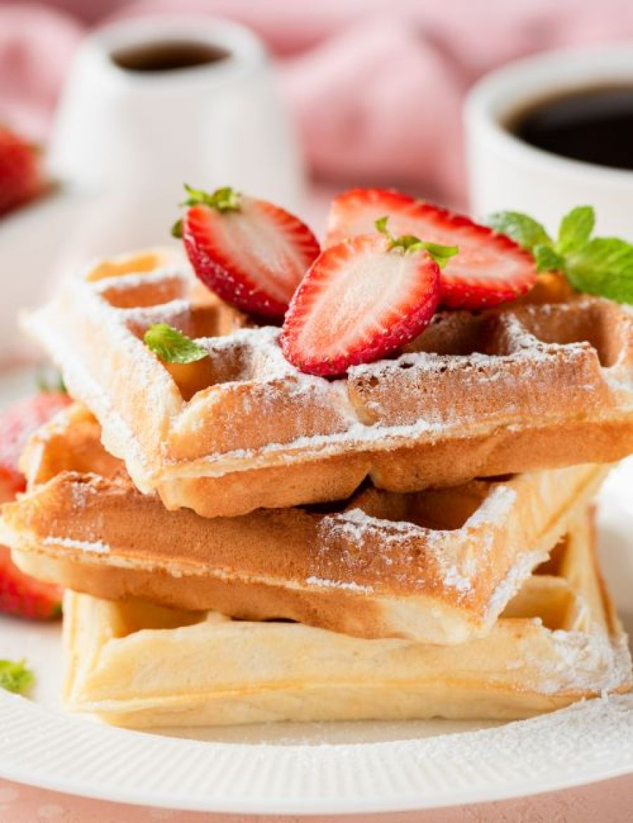 Waffles with strawberries from the cafe at our soft play in Addlestone